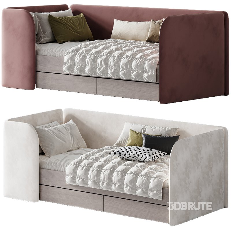 Childrens bed Moddi 90 Velvet Pink Image 2