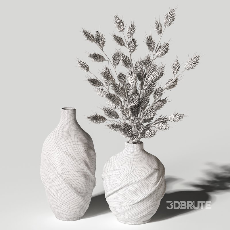 Rustic Stoneware Vases with Wheat Image 5
