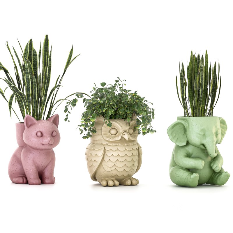 Concrete Pot Plant Set 02 Image 1