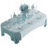 Luxury Blue & White Dining Table Set with Floral Centerpiece - Thumbnail 7