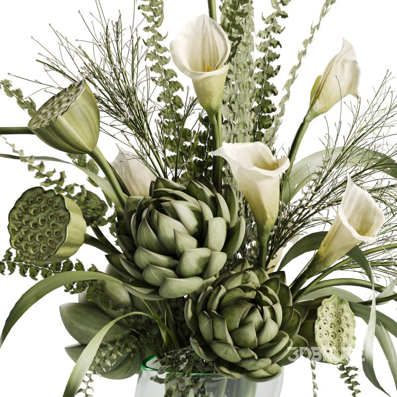 Artichoke with green trumpet flowers Arrangement Image 5