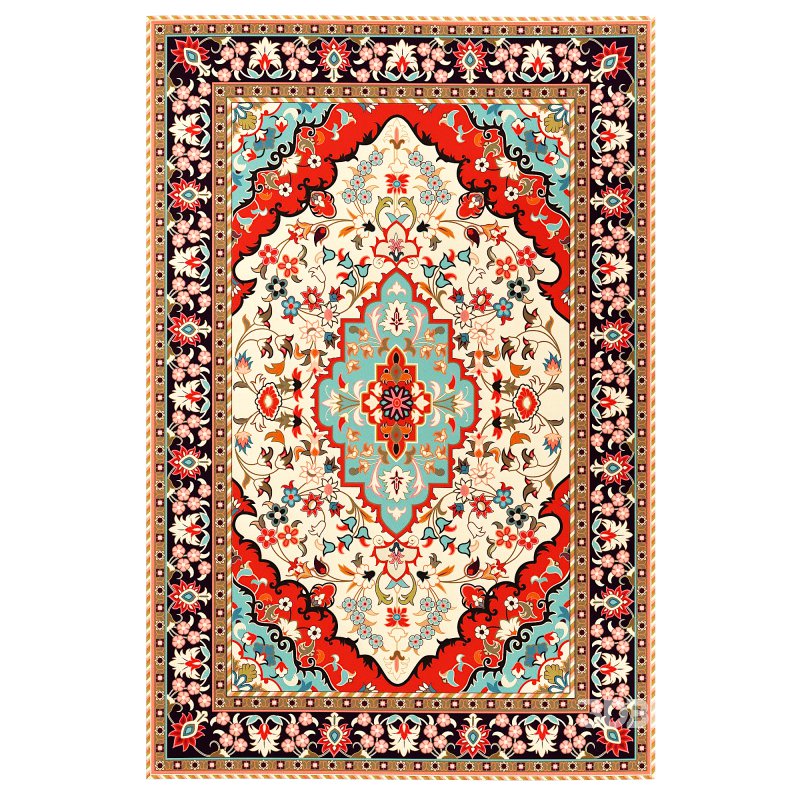 Oriental Medallion Red Area Rug Image 1