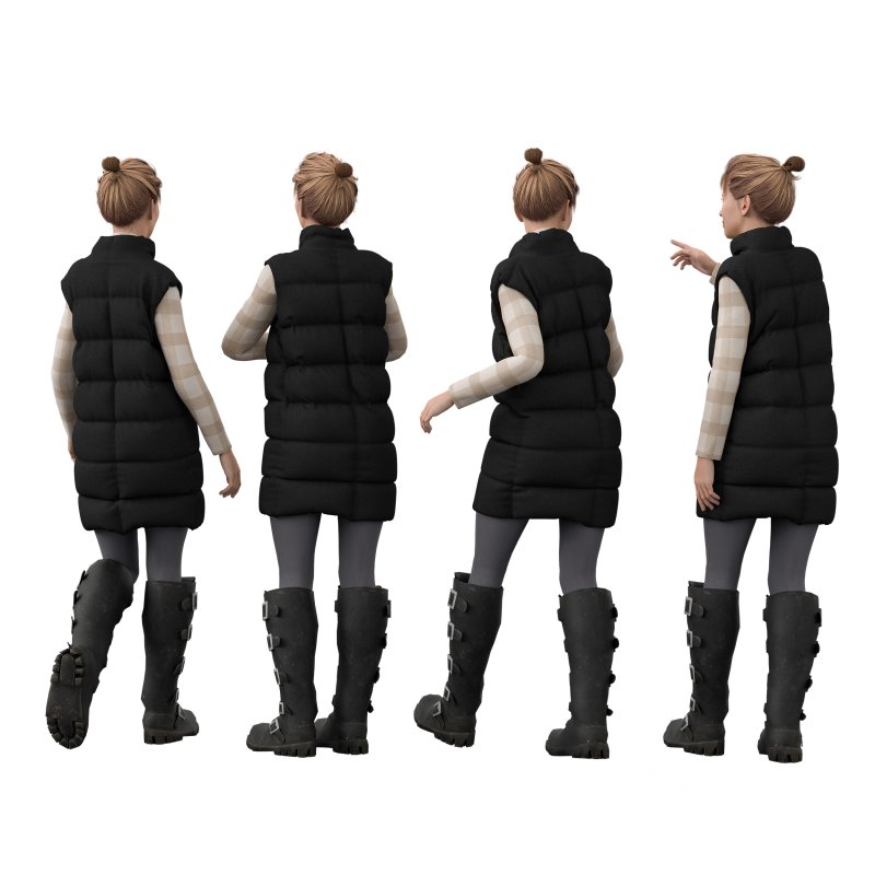 Female Puffer Outfit in 4 poses Image 1