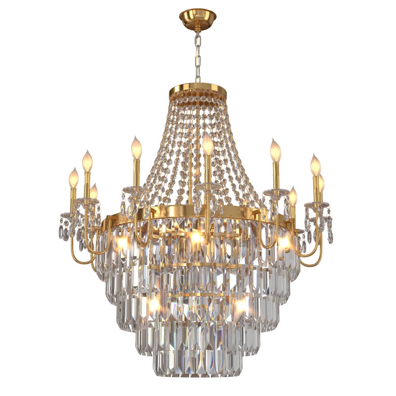 Modern Crystal Chandelier Gold,Extra Large Chandeliers for High Ceilings Image 1