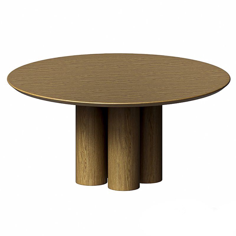 Wood Color Round Dining Table Image 1