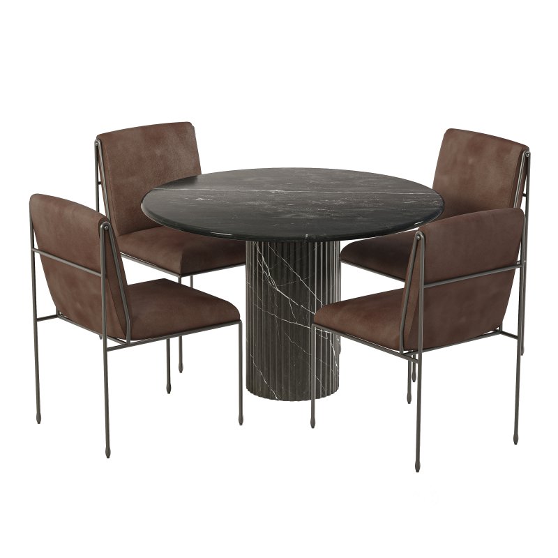 Decker dining chair and Oranda Round Dining Table Image 4