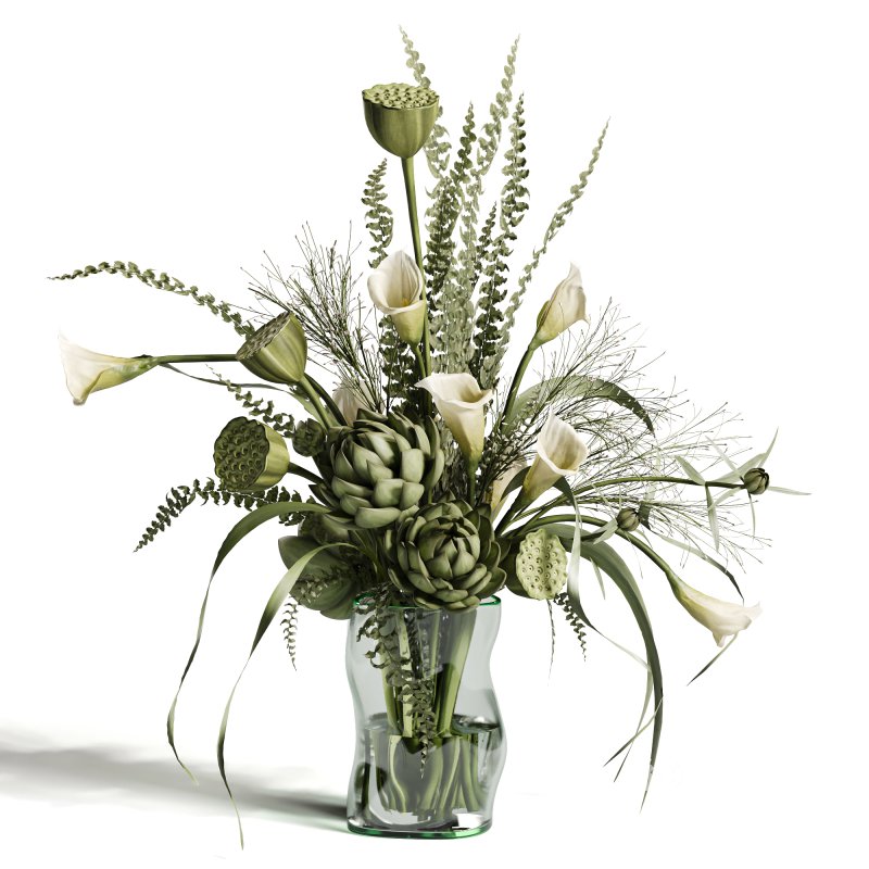 Artichoke with green trumpet flowers Arrangement Image 1