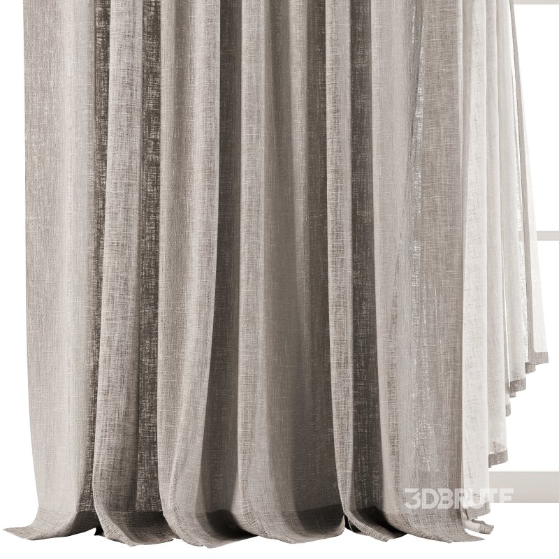 Gray Linen Double Layer Curtains Image 2