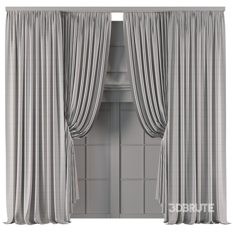 Gray Linen Double Layer Curtains Image 1