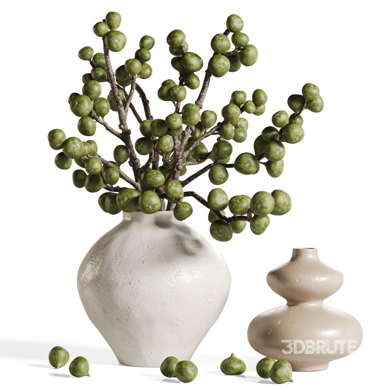 Green fig branches in artistic vases Image 3