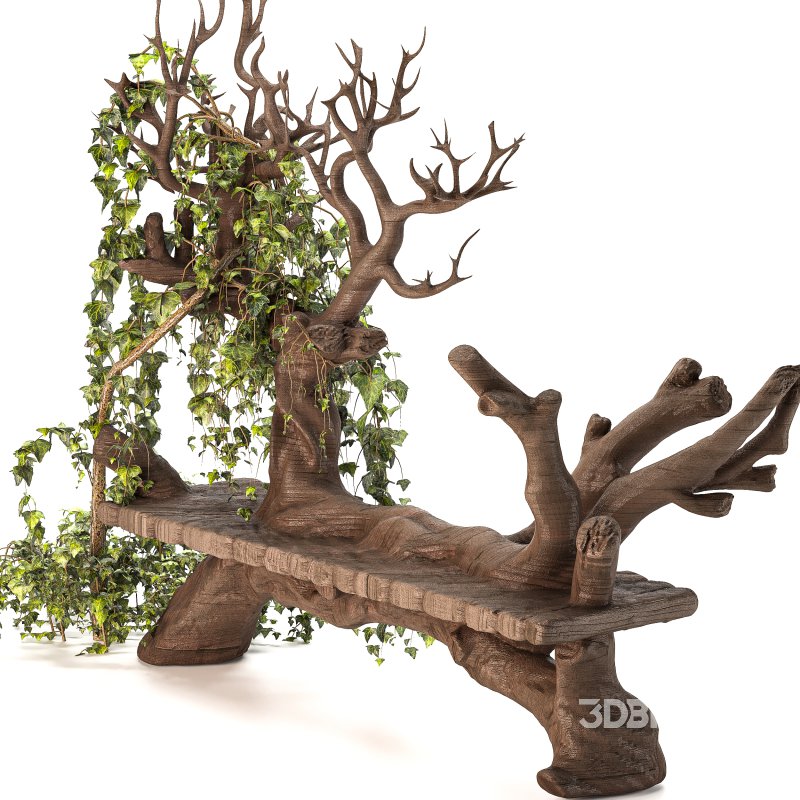 Wooden bench with English ivy Image 4