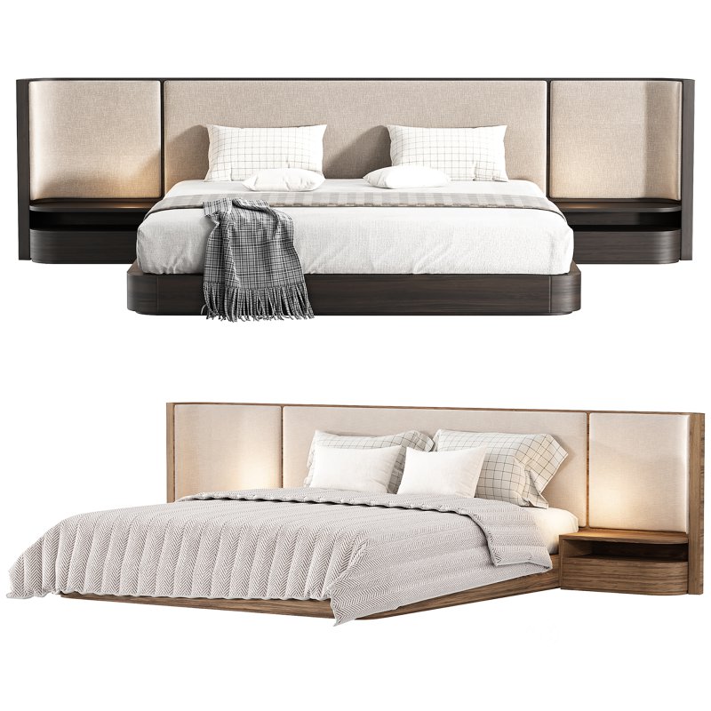 Gianna King Size Natural Walnut Wood Bed Frame Image 2