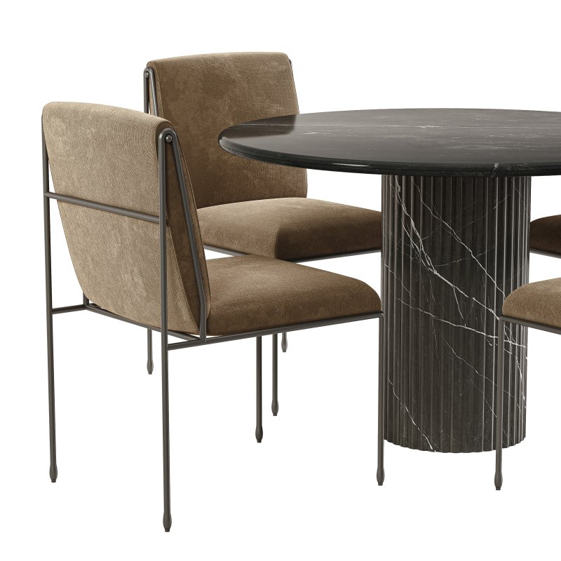 Decker dining chair and Oranda Round Dining Table Image 6