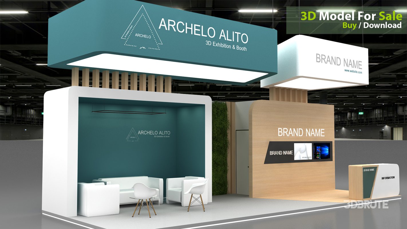exhibition booth stand 3d Model Image 4