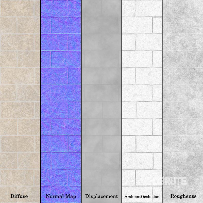 Split Face Stone wall 02 (Seamless) Image 7