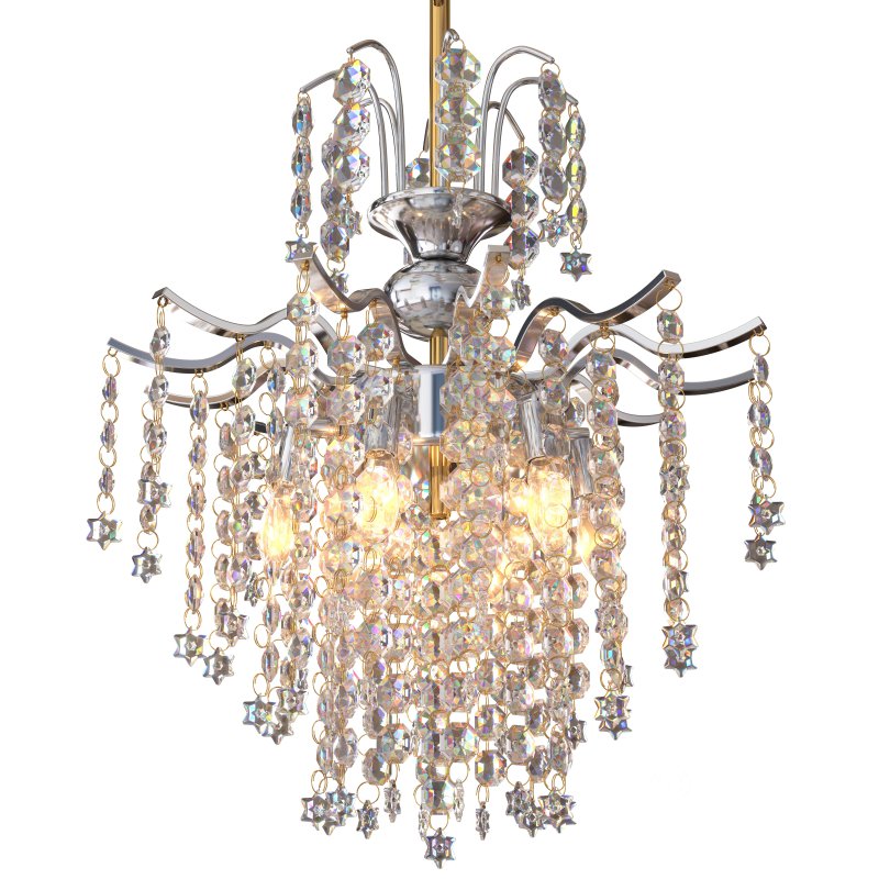 Q&S Modern Crystal Chandelier Chrome Pendant Light 6 Lights Image 1