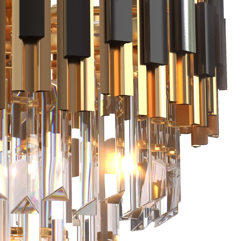 Black and Gold Round Chandelier Image 3