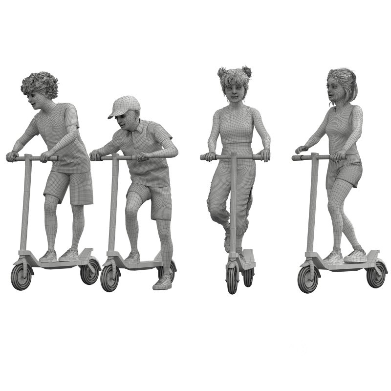 Teen Scooter Rider in 4 poses Image 2