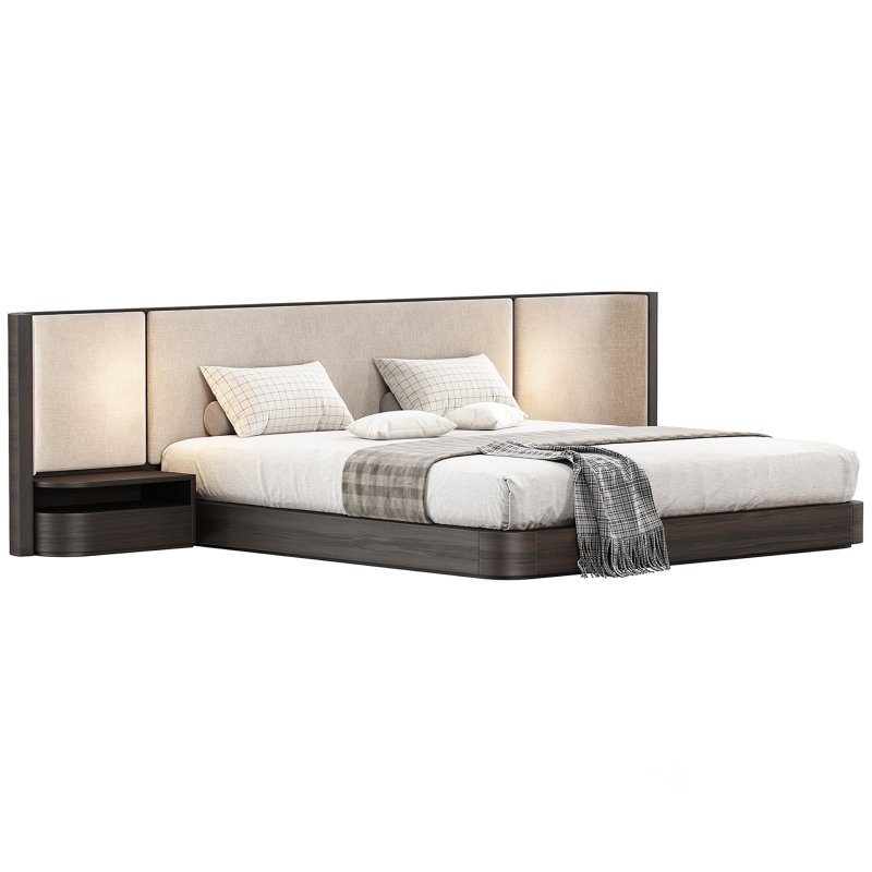 Gianna King Size Natural Walnut Wood Bed Frame Image 5