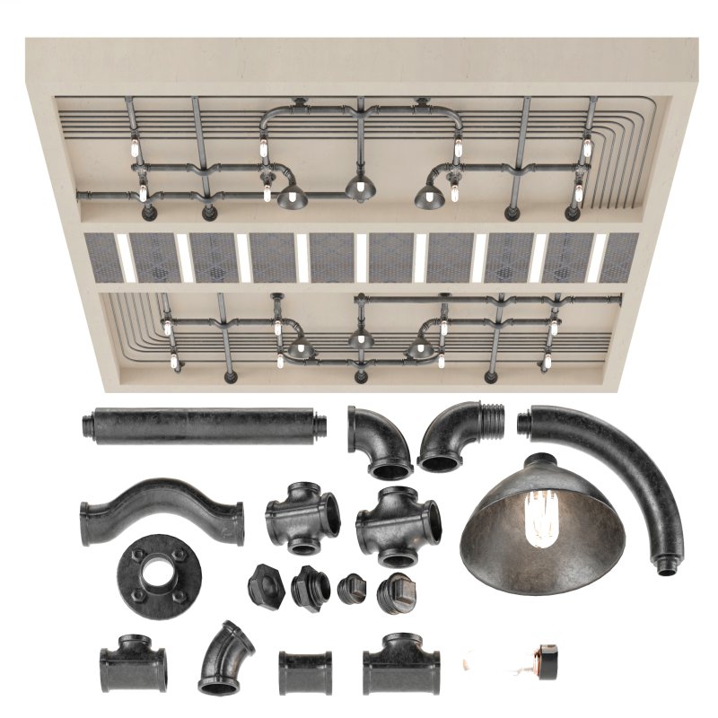 ceiling with pipe light Image 1