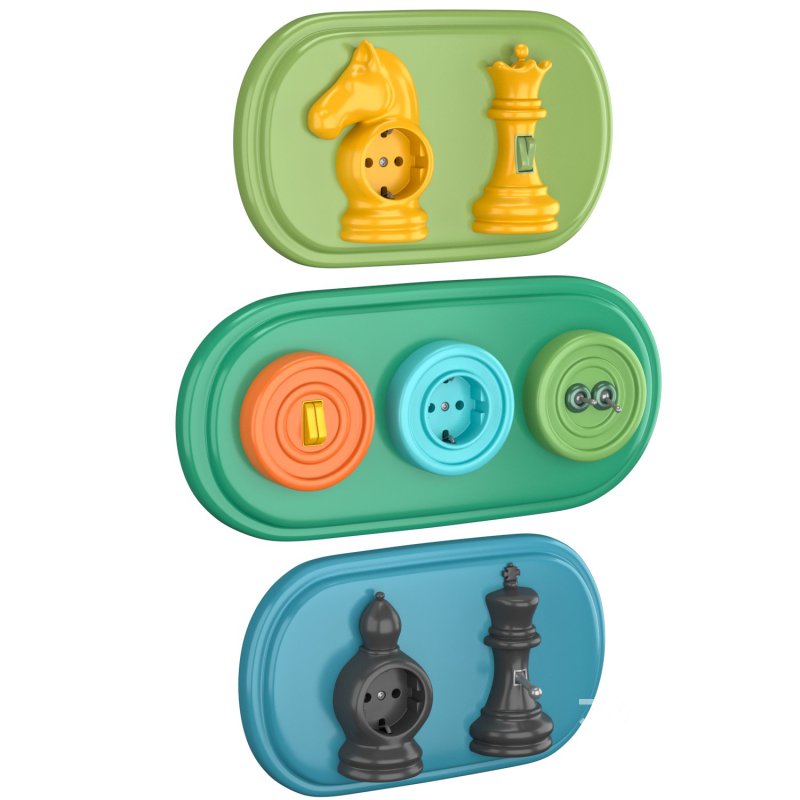 Sockets and Switches in the Shape of Chess and Checkers Pieces Image 1