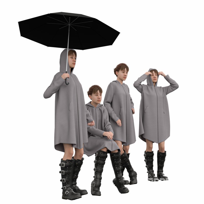 woman Rain coat in 4 poses Image 1