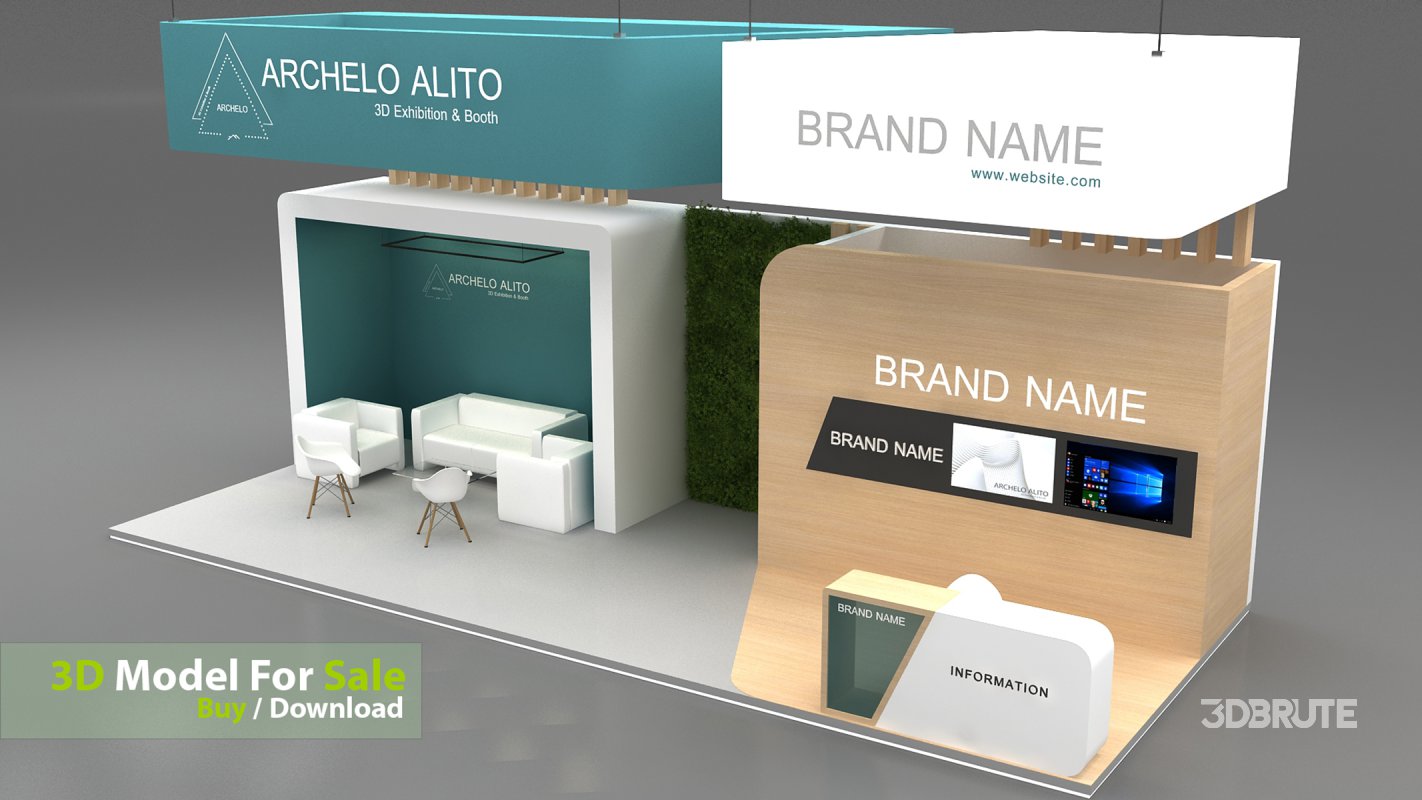 exhibition booth stand 3d Model Image 1
