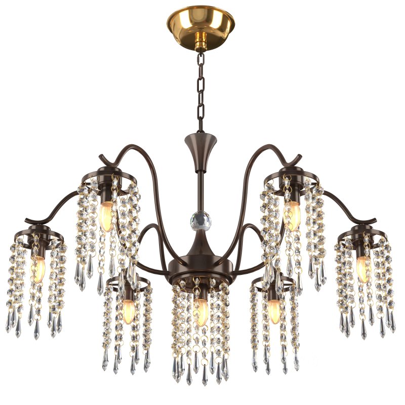 Ganeed Modern crystal chandelier matte metal vintage lamp hanging with pendant light black 7 lamps Image 2