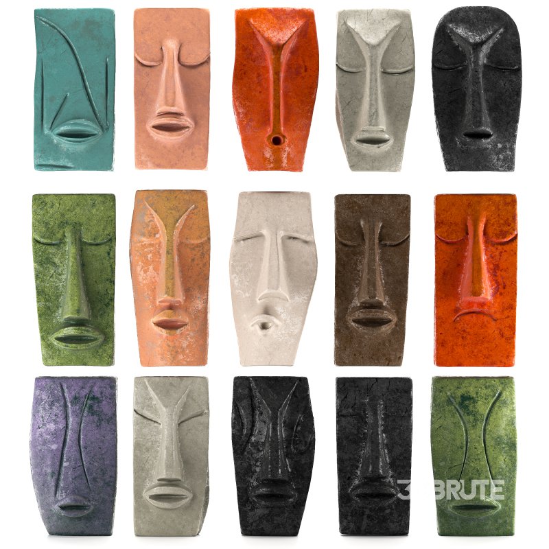 Set of Abstract Face Wall Sculptures Image 4
