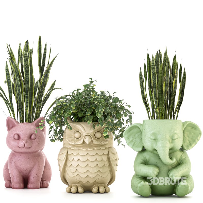 Concrete Pot Plant Set 02 Image 5