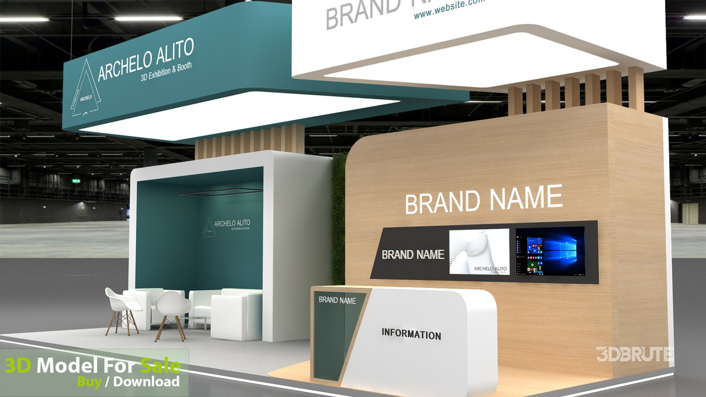 exhibition booth stand 3d Model Image 3