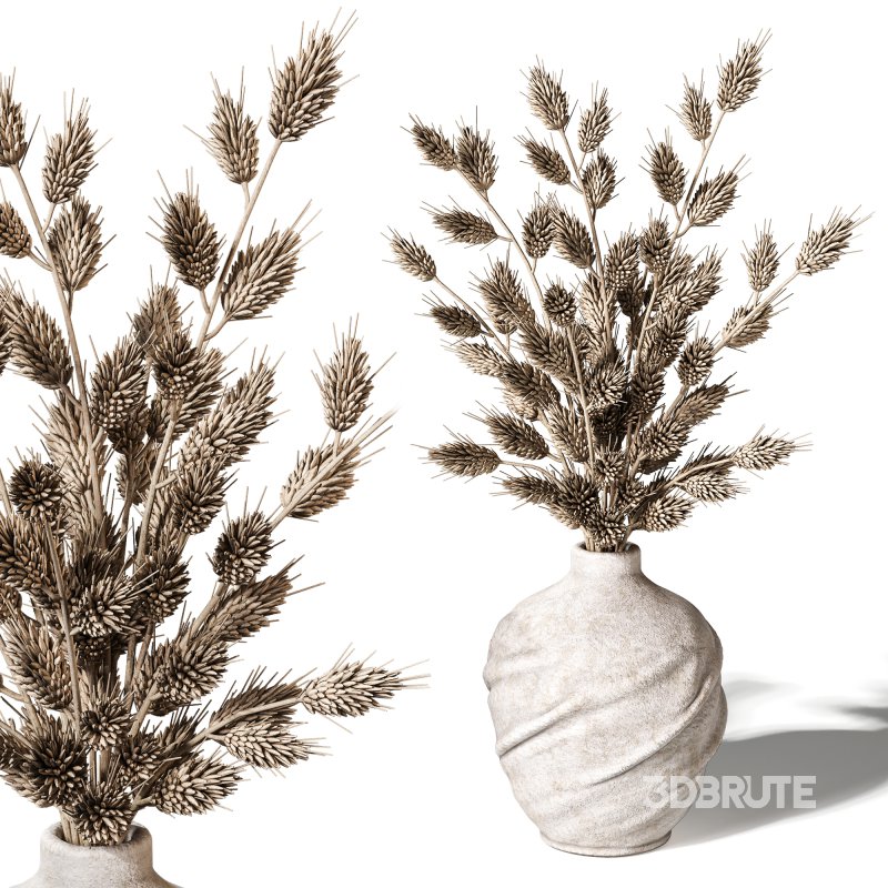 Rustic Stoneware Vases with Wheat Image 3