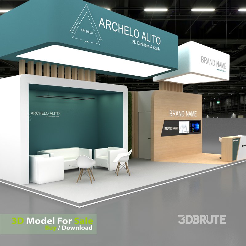exhibition booth stand 3d Model Image 9