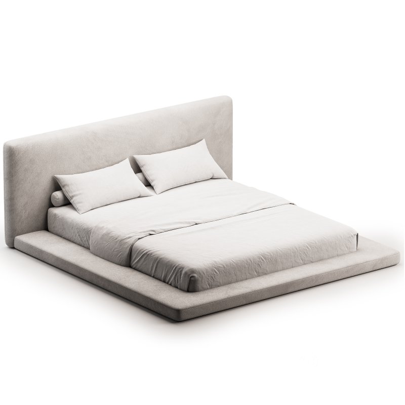Cesar Suede Fabric Contemporary Minimalist Bed Frame Image 2