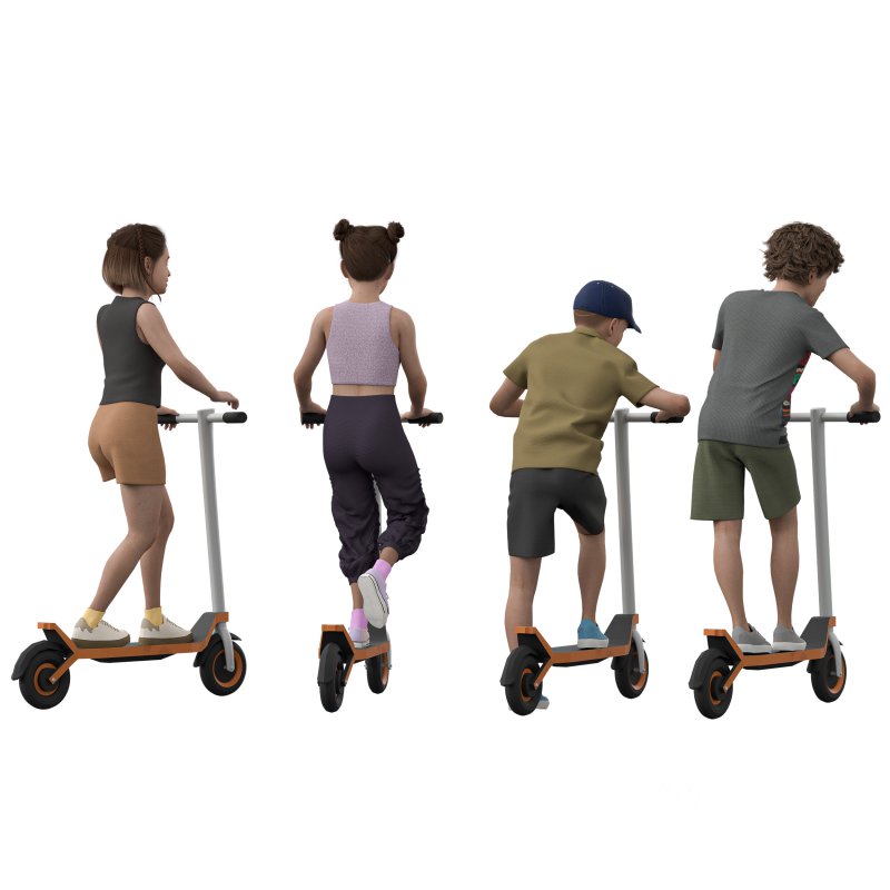Teen Scooter Rider in 4 poses Image 1