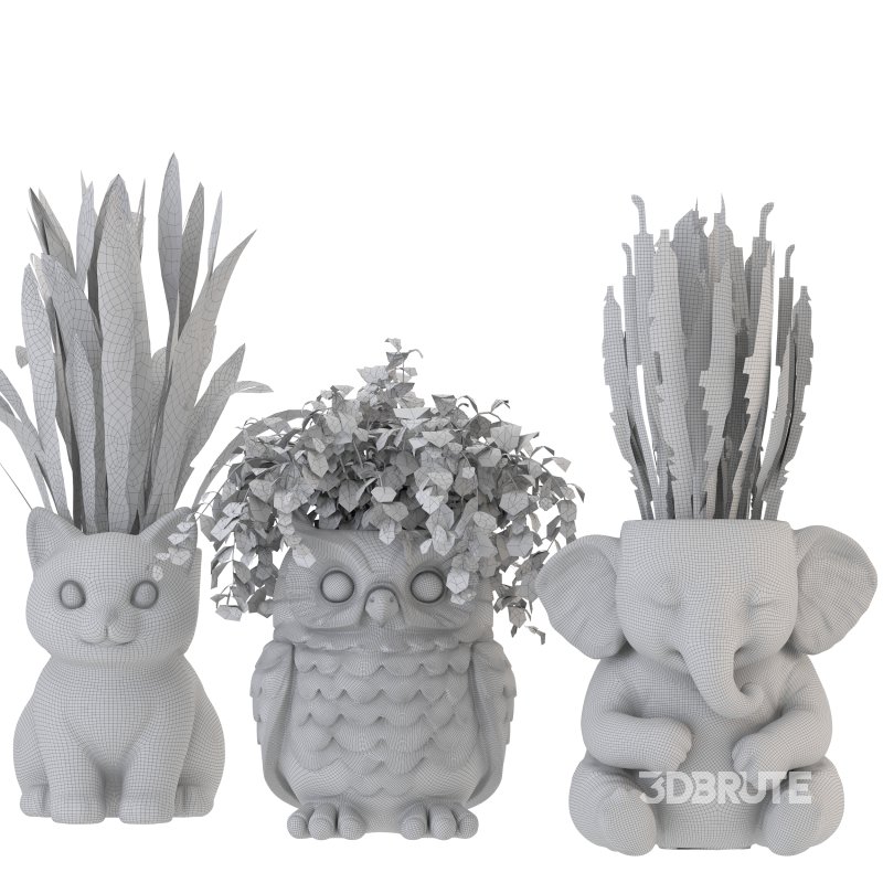 Concrete Pot Plant Set 02 Image 2