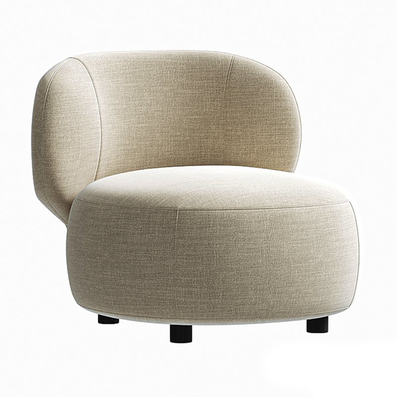 Brayden Stone Cream Woven Fabric Occasional Chair Image 4