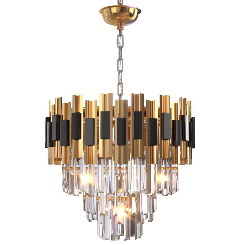 Black and Gold Round Chandelier Image 8