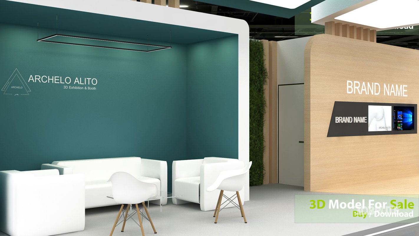 exhibition booth stand 3d Model Image 2