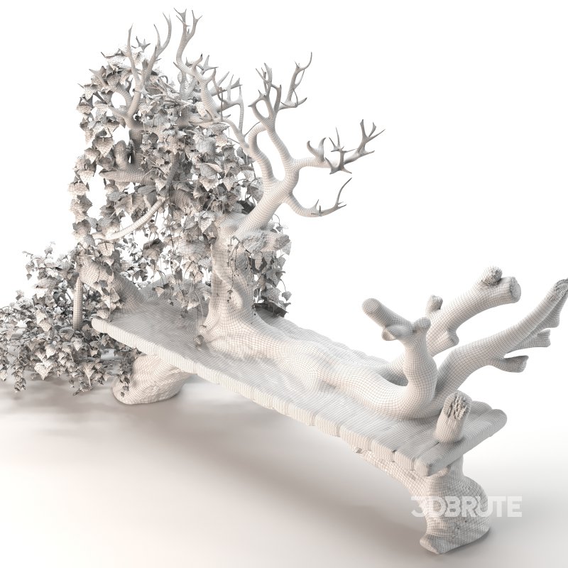 Wooden bench with English ivy Image 1