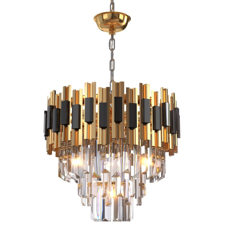 Black and Gold Round Chandelier Image 1