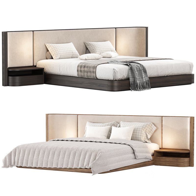 Gianna King Size Natural Walnut Wood Bed Frame Image 1