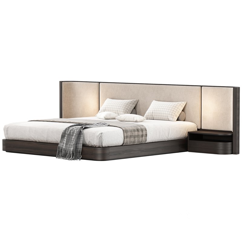 Gianna King Size Natural Walnut Wood Bed Frame Image 3