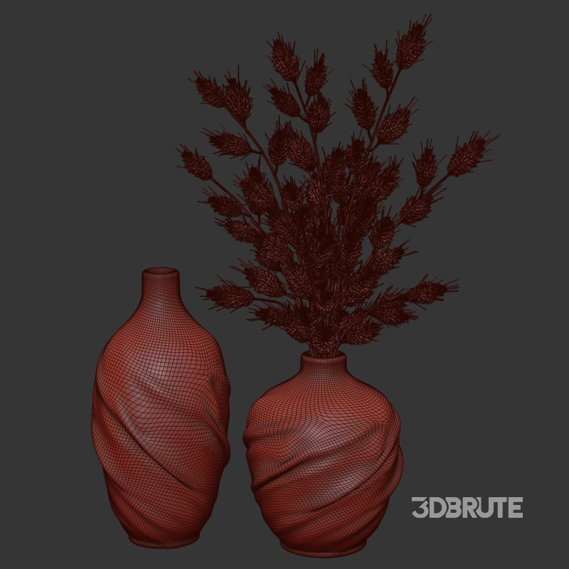 Rustic Stoneware Vases with Wheat Image 4