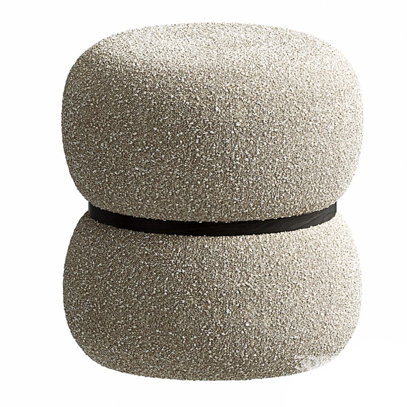 Milford Pouf rond en tissu bouclette Image 1