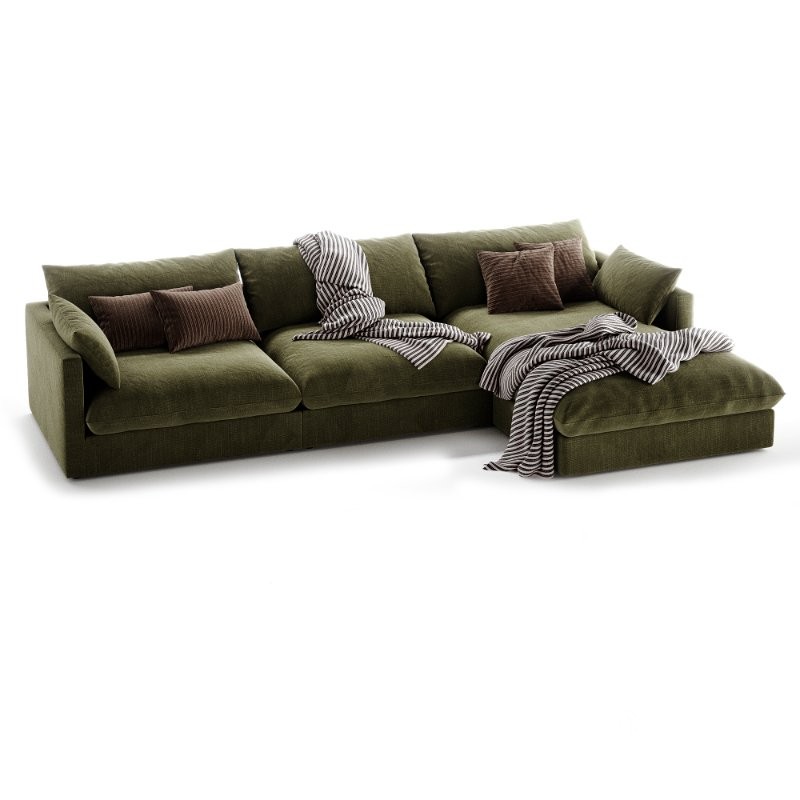 Unwind Modular 3 Piece Slipcovered Chaise Sectional Sofa Image 1