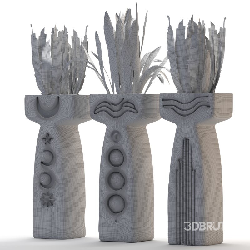 Concrete Pot Plant Set 03 Image 1