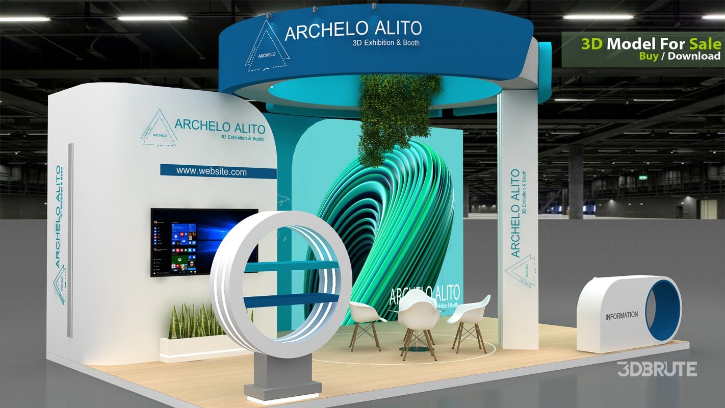 minimal booth 3d model Image 3