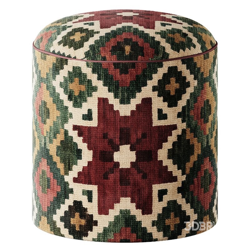 Kilim Rug Pouf Ottoman Image 2