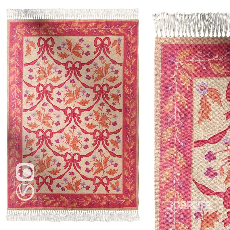 Bow Demask Screen Printed Rug Image 1